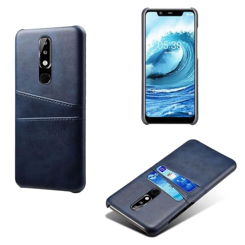 Funda para Nokia 5.1 Plus,Caso de Cuero de PU-Cubierta Delgada del teléfono a Prueba de Golpes con 2 Ranuras para Tarjetas,Protección contra Huellas Dactilares y caídas