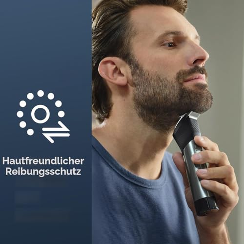 Philips Bartschneider Serie 9000 Prestige mit SteelPrecision-Technologie, 3-stufige Akkuanzeige, bis...