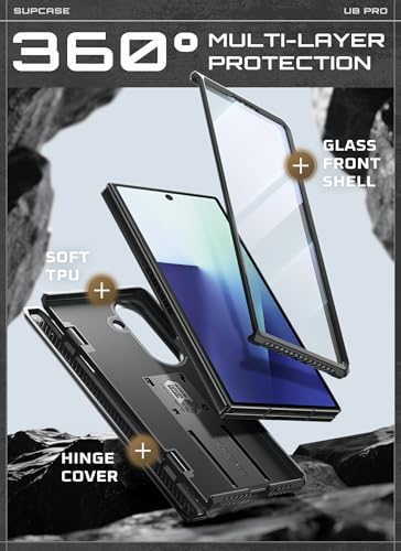 Image of SUPCASE for Samsung Galaxy Z Fold 7 Case with Kickstand (UB Pro), [Built-in Tempered Glass Screen Protector] [Hinge Coverage] [Military-Grade Protection] Full-Body Heavy-Duty Rugged Phone Case Black