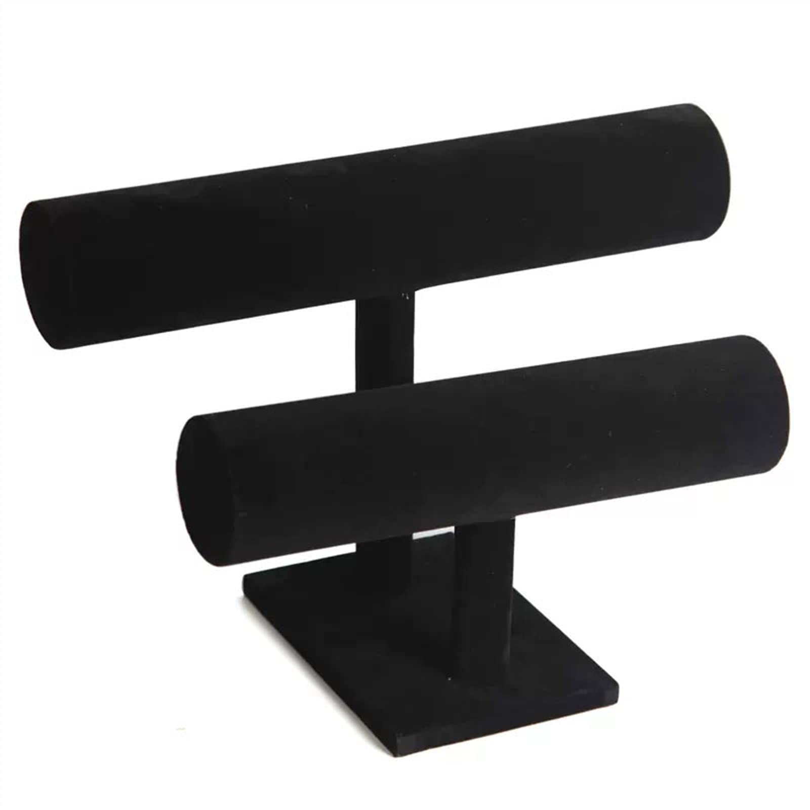 J9V4G6S3B5 Jewellery Storage 2 Tier Bracelet Holder, Display Stand, Velvet Jewelry Organizer Displays for Necklace Watches Bangle(Black)