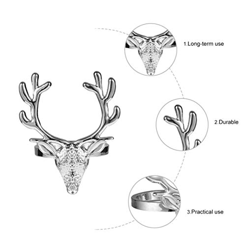 Amosfun 4 Stück Silber Hirsch Serviettenringe Weihnachtsserviettenringe Halter Serviettenringe für Weihnachten… - Image 7