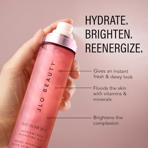 JLO BEAUTY That Glow Mist Hydrating Face Spray – Niacinamide, Hyaluronic Acid & Ceramide Complex – Refreshing Vitamin Mist for Instant Glow & Dewy Skin, 4 oz