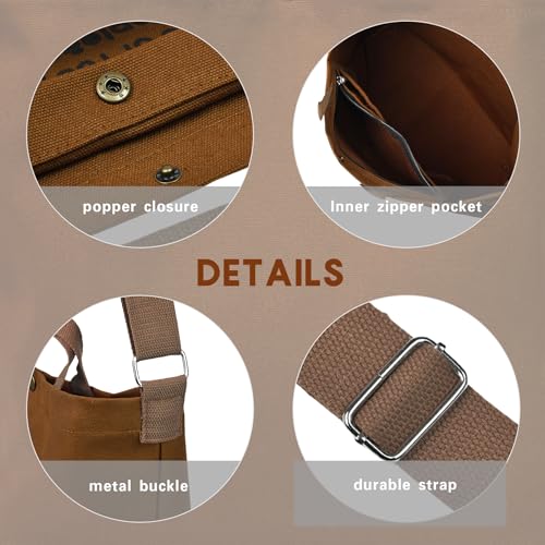 Image of Large Canvas Tote Bag for Women inside out Bag Crossbody Shoulder Bag with Adjustable Strap for Work Travel Shopping