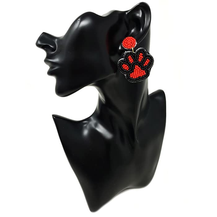 Emulily Beaded Colorful Paw Post Earrings Handmade Paw Earrings2