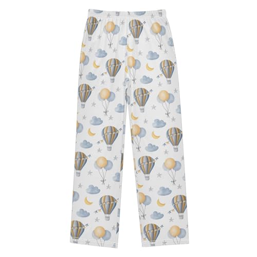 Moon Star Hot Air Balloon Boys Long Pants Soft Trousers Elastic Waist Kids Lounge Bottoms with Pockets S-XL
