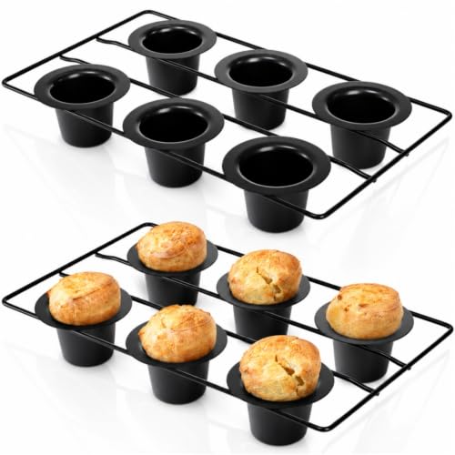 Acshio 2 Pack 12 Cup Popover Pans Non-stick Muffin Cupcake Pan