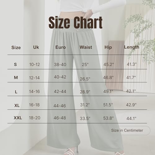 SotRong Wijde Pijpen Zomerbroek voor Vrouwen UK Elastische Taille Pull On Chiffon Uitlopende Palazzo Broek Losse Boho Strandbroek Casual Lichtgewicht Yoga Lounge Broek - Afbeelding 8