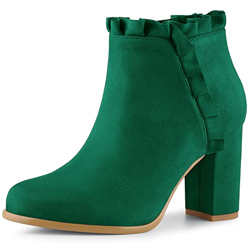Perphy Damen-Stiefeletten mit hohem Absatz und Rüschenblock Smaragdgrün 37 Cover