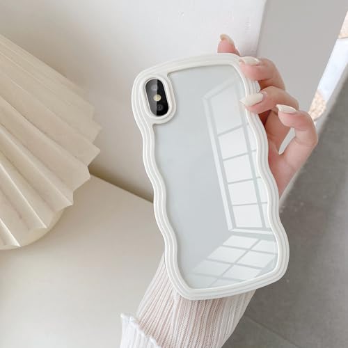 UEEBAI Funda para iPhone X/XS, Linda forma de ondas rizadas Marco de silicona Funda protectora a prueba de golpes, Funda transparente Crystal Clear con protección antiarañazos TPU Carcasa protectora