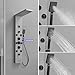 BWE Shower Panel Tower System with Body Jets Rainfall Waterfall Shower Head 6 IN 1 Stainless Steel Brushed Nickel Shower Panel with Tub Spout Temperature Display Wall Mount