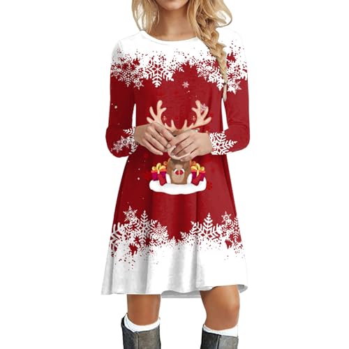 Robe fête élégante Noël imprimé flocon de neige pour femme moderne - 4