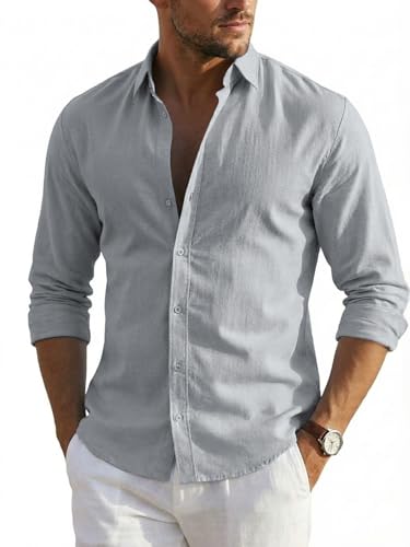 Runcati Herren Hemd Langarm Sommer Leinenhemd Männer Regular Fit Freizeithemd Einfarbig Strand Business Hemden Casual Button Down Shirts Hellblau L Runcati Herren Hemd Langarm Sommer Leinenhemd Männer Regular Fit Freizeithemd Einfarbig Strand Business Hemden Casual Button Down Shirts Hellblau L
