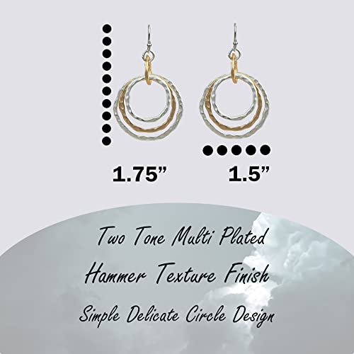 Bohemian Boho Round Circle Hoop Dangle Drop Earrings for Women – Delicate – Hammer Texture – Matte Plated – with Gift Box Included2