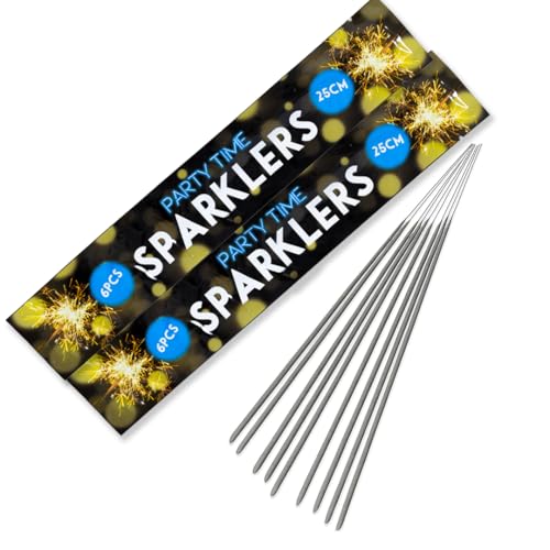 Hand-Held Sparklers 25cm - 2 Packs of 6 - Ideal for Bonfire Night Halloween Christmas and New Year Celebrations - Total of 12 Sparklers