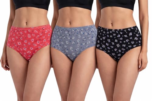 Image of Shasmi Women's High Coverage Cotton Hipster Panties | Super Combed Mid Rise Briefs | Mid Waist Printed Underwear for Women | Soft Breathable Everyday Comfort Innerwear (Pack of 3)
