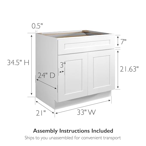 Image of Design House Brookings Kitchen Base Cabinet, 33 inch, White