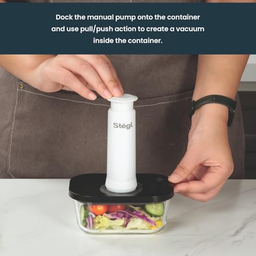 Image of Stegl Vacuum Container Set - Airtight Glass Containers with Vacuum Pump | Keeps Food Fresh 5x Longer | Microwave & Dishwasher Safe | 470 x 800