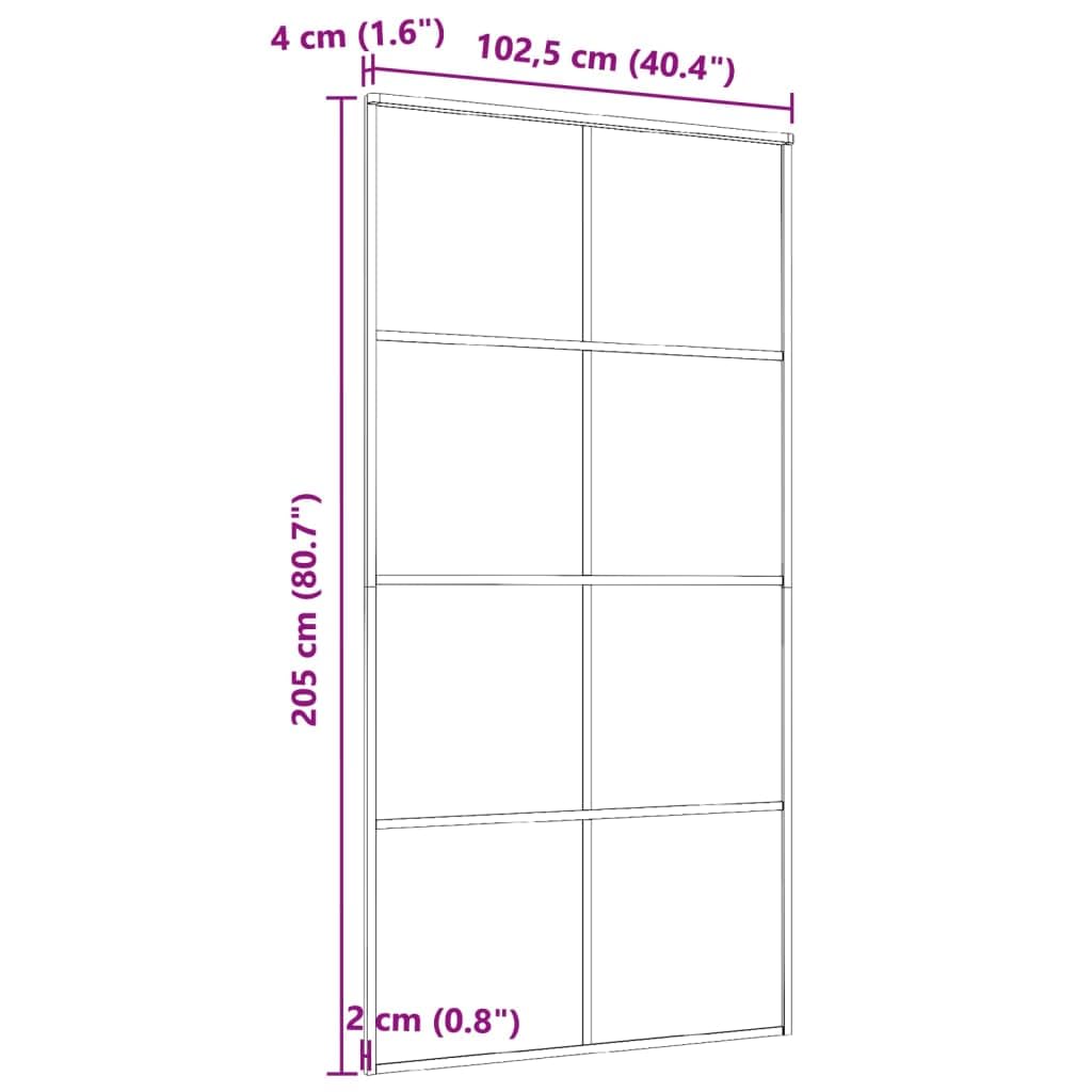 Drzwi przesuwne z aluminium ze szkłem bezpiecznym ESG 102,5 x 205 cm, czarne, grubość szkła 5 mm, rama 20 mm, zajmujące niewiele miejsca drzwi przesuwne do wnętrz