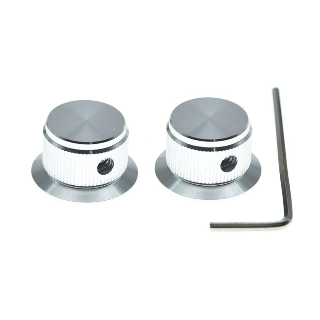 Photo 1 of ***MISSING PIECE -SELLING AS IS *** KAISH 2pcs Aluminium Potentiometer Knobs 1/4" Universal Top Hat Knobs Bell Control Knob with Set Screw for Guitar/Bass/AMPS/Preamps Silver without Indicator
