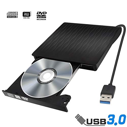 External CD/DVD Drive, USB 3.0/2.0 Portable High Speed Data Transfer CD/DVD-RW Drive/Writer/Burner/Rewriter/Player