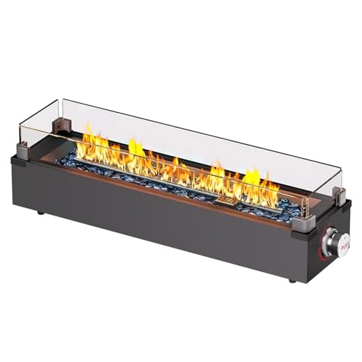 Ciays 28 Inch Table Top Propane Fire Pit, 50,000 BTU Tabletop Firepit with Glass Wind Guard & Glass Beads, Nylon Cover, Portable Outdoor Portable Fireplace for Patio and Camping