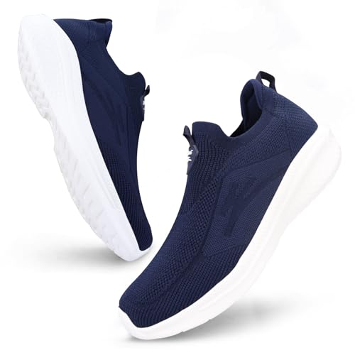 Giniros Zapatillas Slip On Zapatillas Sin Cordones Hombre Zapatillas Deportivas Casual Sneakers Comodos Enfermera Zapatos Slip On Convenientes para Caminar, Azul Oscuro 42EU