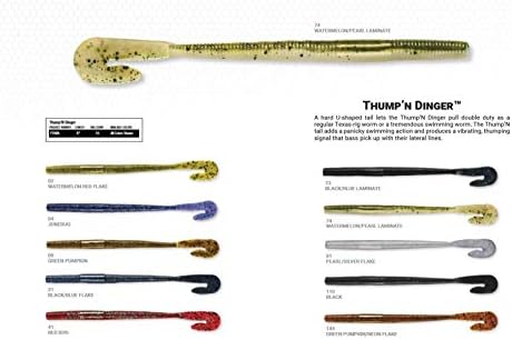 YUM Baits Co. Lures Thump'N Worm Soft P;astic Swim Bait U-Tail Fishing Lure, 10 per Pack, Watermelon/Pearl Laminate, 6" image 4