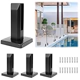 LukLoy 4 Pack LukLoy 304 Stainless Steel Square Glass Spigots Pool Fence Spigot Clamp Home Garden Stairs Balustrade Railing Balcony Glass Floor Clamp (4 Pieces Black Weight 960g)