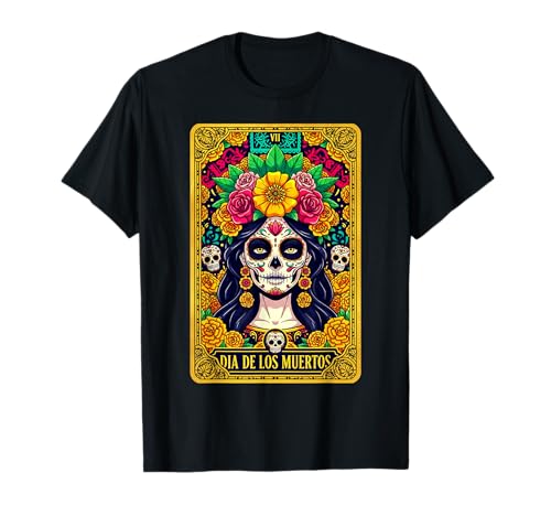 Tarot Card Woman Day of Dead Dia De Los Muertos Catrina Camiseta
