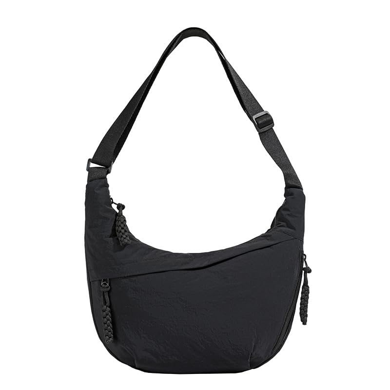 LOCCY Sac Bandoulière Demi Lune pour Femme, Nylon Sac à Main Portable Sac Porté Crescent Bag Crossbody Bag Multi-Poches avec Sangle Réglable pour Les...