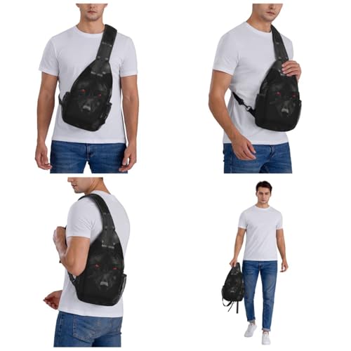 Mochila tipo Sling en negro con diseño Wolf para senderismo miniatura 6