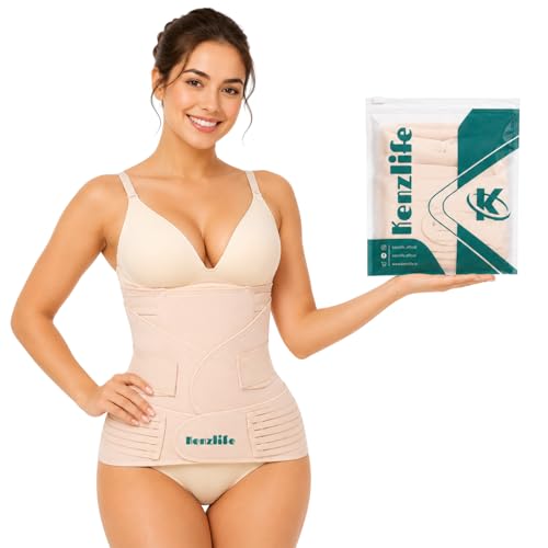 Image of Kenzlife 3 in 1 Post Pregnancy Belt for Women after Normal Delivery and C-Section Abdomen & Belly Wrap, Postpartum Recovery Belt for Belly, Waist & Pelvis Support | Free Size 30 inch-46 inch Inch (3 in 1 (Beige))