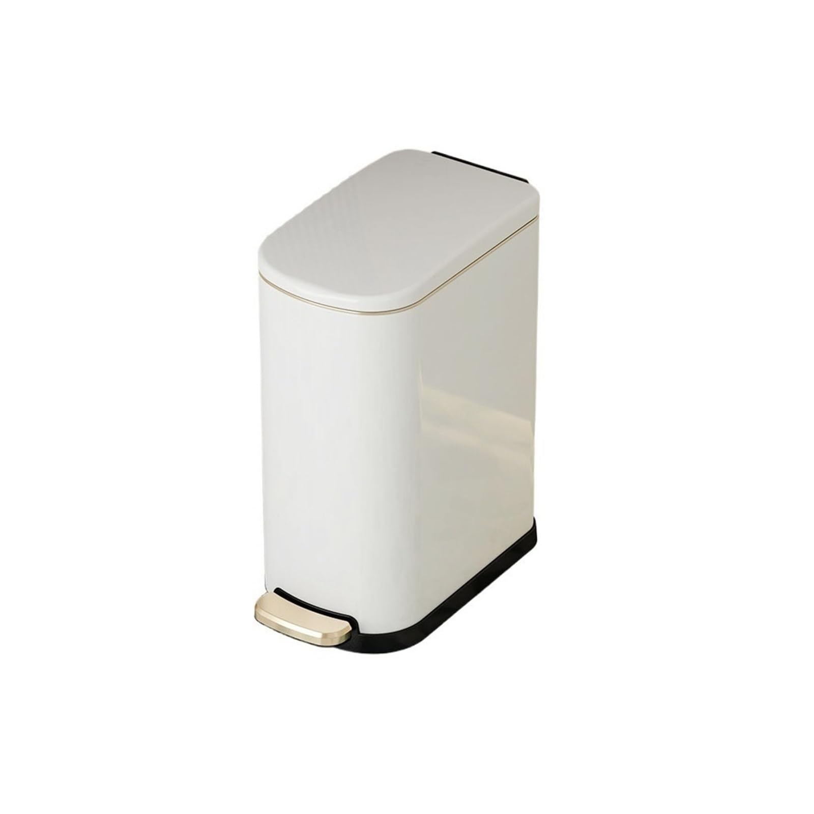 Dustbin 13 Liter Stainless Steel Trash Can with Lid, Step Pedal, Removable Bucket for Narrow Spaces, Office(White)