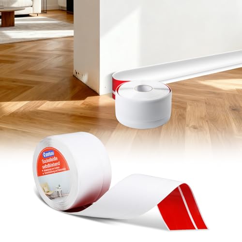Sockelleiste Selbstklebend 10m, PVC Sockelleisten Wandleisten Weichsockelleiste Flexibel, Einfach Zu Reinigen, Ohne Bohren, DIY Fussleisten für Wohnzimmer Küche Badezimmer Büro, Weiß