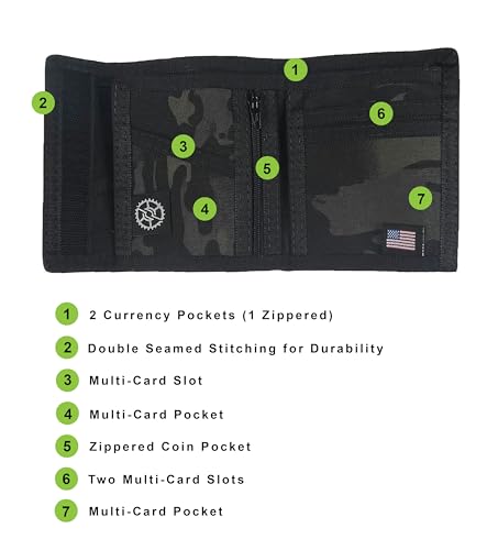 Image of Nylon Billfold Wallet with Zippered Coin Pocket (MultiCam Black Camo)