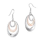 Two-Tone Geometric Dangly Earrings for Women Gold and Silver Double Oval Drop Earrings Boho Earrings Hypoallergenic Earrings