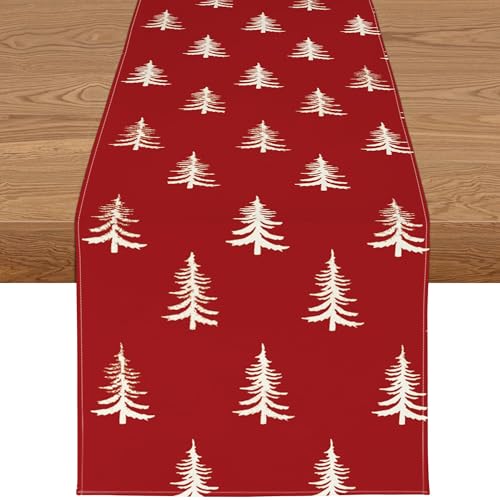 YCOLL Tischläufer Weihnachten Wasserabweisender Tischläufer in Rot,...