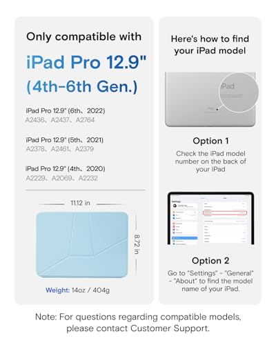 Image of MOFT Dynamic Folio Case for iPad Pro 12.9 -inch (6th /5th /4th Generation, 2022 /2021 /2020), Silm Magnetic Stand Case with 20+ Viewing Angles, Auto Wake /Sleep, Ultra Thin, Soothing Mist x Misty Cove