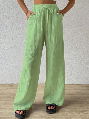 Image of Shasmi Women's Trousers | Wide Leg Casual Pants Featuring a Relaxed Silhouette | Secure fit for All-Day wear | Convenient Side Pockets | Straight-Leg Cut | Elegant Design | Premium (157)