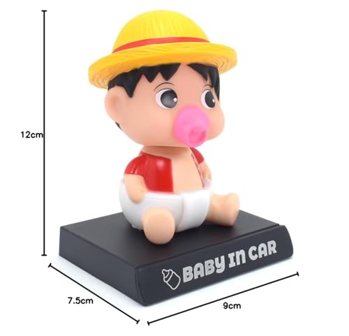 Image of Super Hero Action Figure Limited Edition Bobblehead with Mobile Holder for Car Dashboard, Office Desk & Study Table (Pack of 1) (Baby Luffy)