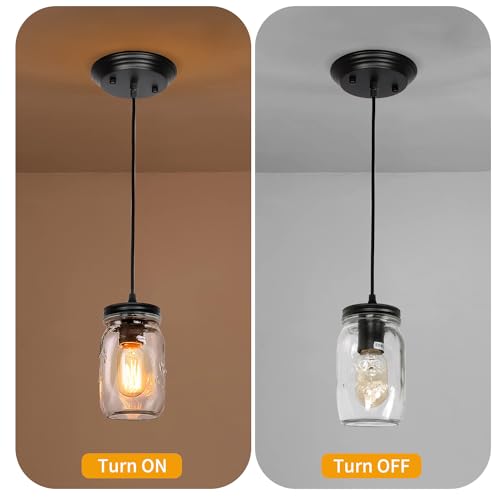 Mason Jar Light Fixtures, Farmhouse Pendant Light, Farmhouse Kitchen Island Lighting, Adjustable Hanging Pendant Lighting for Kitchen Foyer Hallway Dining Room, 2 Pack - Image 4