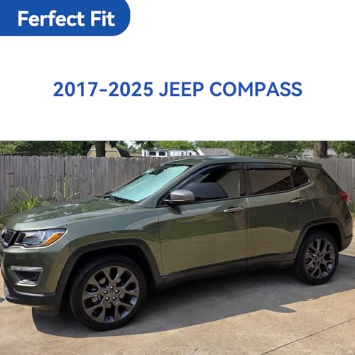 Image of Window Visors Rain Guards for 2017-2026 Jeep Compass, Out-Channel Window Vent Wind Deflectors Visors Shades for 17-26 Compass