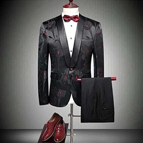 ZHCHAO Schmaler Herren-Bankett-Anzug, koreanische Version, zweiteilig, Übergröße, Anzugjacke, Bräutigam, Hochzeitskleid – Bild 3