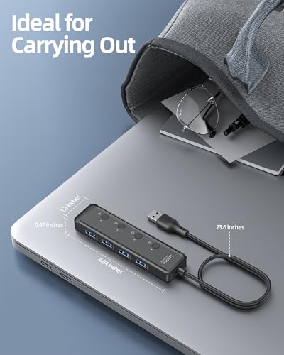 Image of Selore USB 3.0 Hub, Selore 4-Port USB Hub Ultra-Slim Data USBA Splitter USBA Expander with 2 ft Compatible with A Port Laptop, for MacBook, Mac mini, iMac, PC, Flash Drive, HDD, Mouse,etc