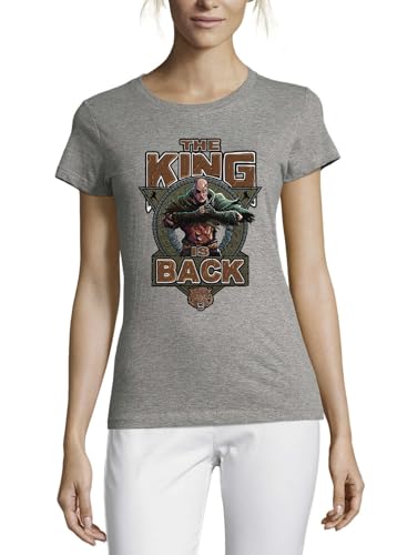 T-shirt gris femme King is Back en pur coton respirant à col rond