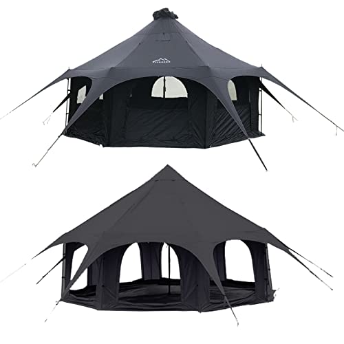 Image of Kanggogo Cotton Canvas Tent Bell - Yurts Breathable and Windproof,Glamping for 6/8/10Person Family Camping