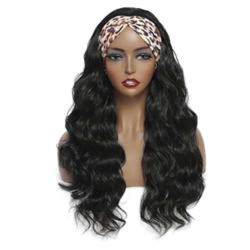 Body Wave Headband Wig 24 Inch Synthetic Headband Wig for Black Women Glueless Wig with Headband