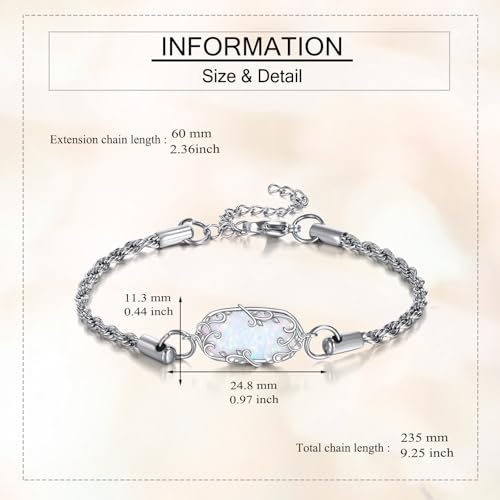 Opal Bracelet 925 Sterling Silver Filigree Opal Bracelet Jewelry for Women Mom4