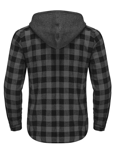 3 Pack Lightweight Hooded Flannel Shirt for Men Casual Button Down Plaid Shirt Long Sleeve Fashion Hooded with Pocket2
