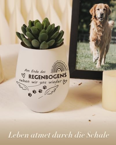 Weiß Trauerlicht mit Gravur - Trauergeschenk für Tierbesitzer - Haustier Denkmal Kerzenhalter - Trauer Deko Windlicht - Trost Geschenke für Tierbesitzer - Trauer Deko Grablicht für Katzen, Hunde